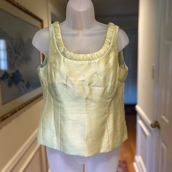 Kasper Tops - Kasper - Lady light green dressy sleeveless top, 6P
